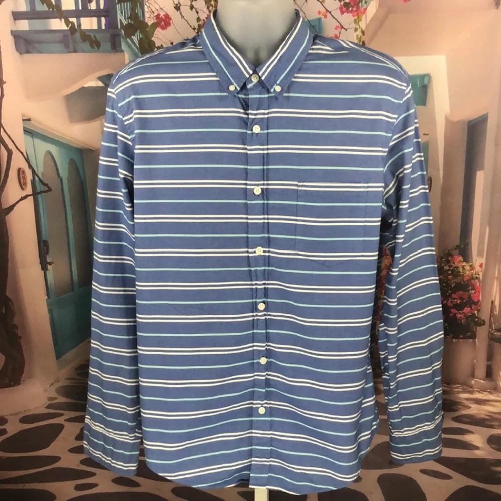 J Crew Blue Striped Button Down